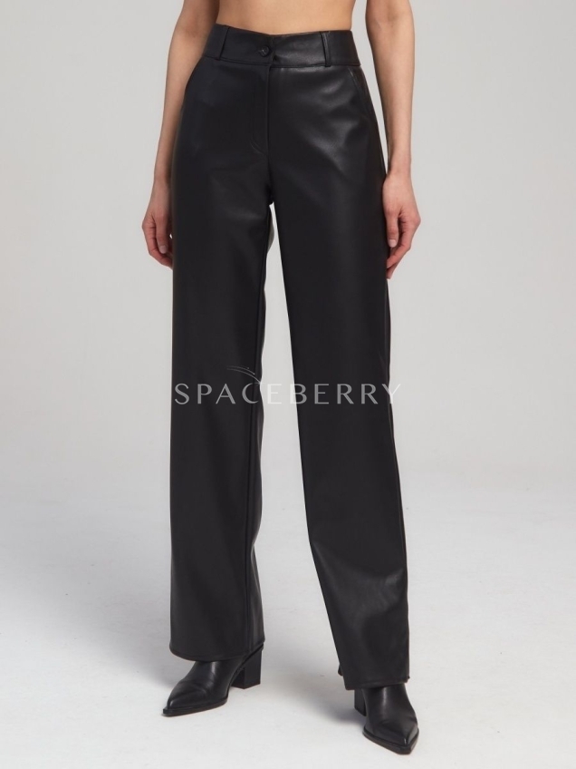 Женские кожаные брюки, штаны широкие